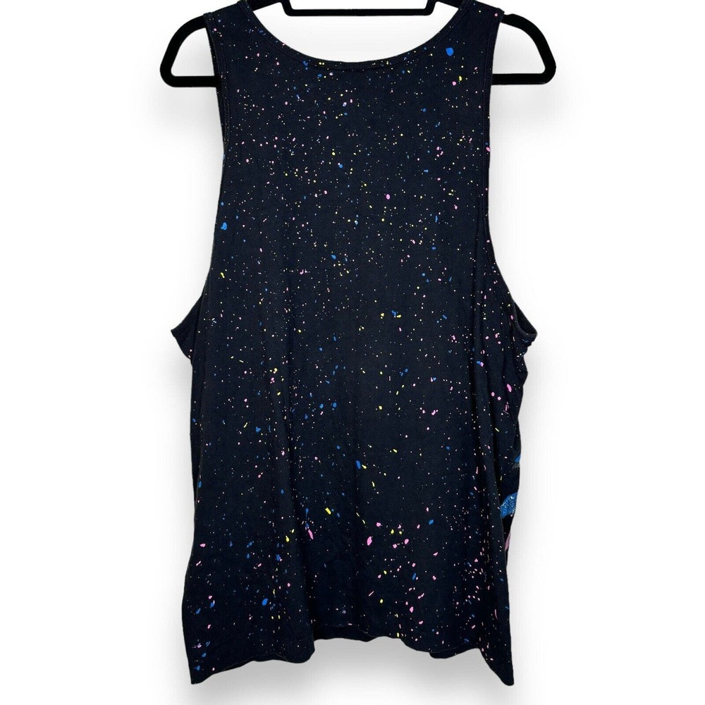 Women's Muscle Tank Beach Coverup Black One Size Fits All Splatter Palm Tree VTG - Picture 2 of 6